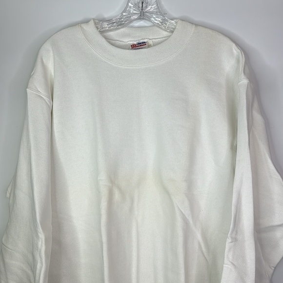 Vintage Hanes White Crewneck Sweatshirt 80s Large - Picture 2 of 10